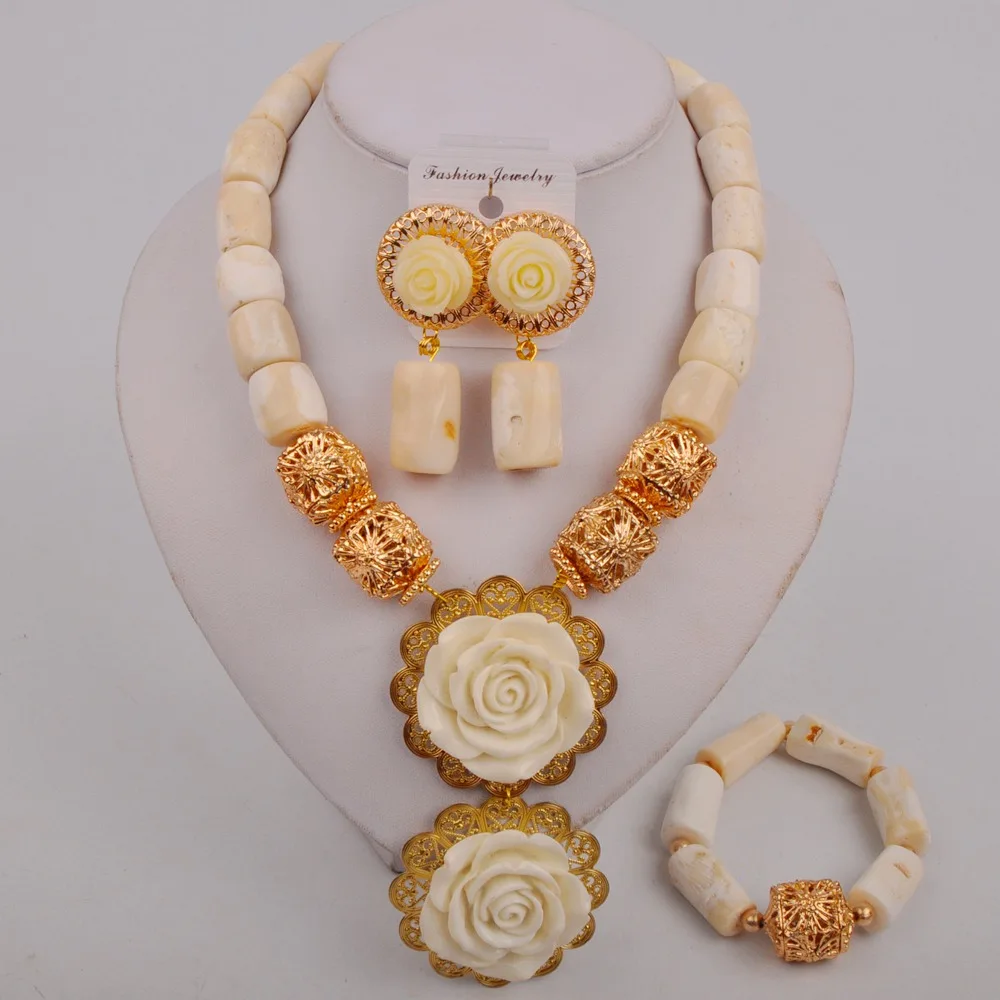 Белый коралловый комплект ювелирных изделий в африканском стиле |