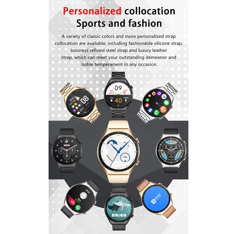 GT60 Smart Watch NFC Bluetooth Call Heart Rate Blood Pressure Oxygen Menstrual Period Monitoring IP68 Waterproof 20+Sports Mode