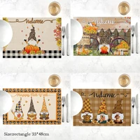 top thanksgiving pumpkin printed linen place table mat cloth pad cup doilies dish coaster party insulation kitchen placemat