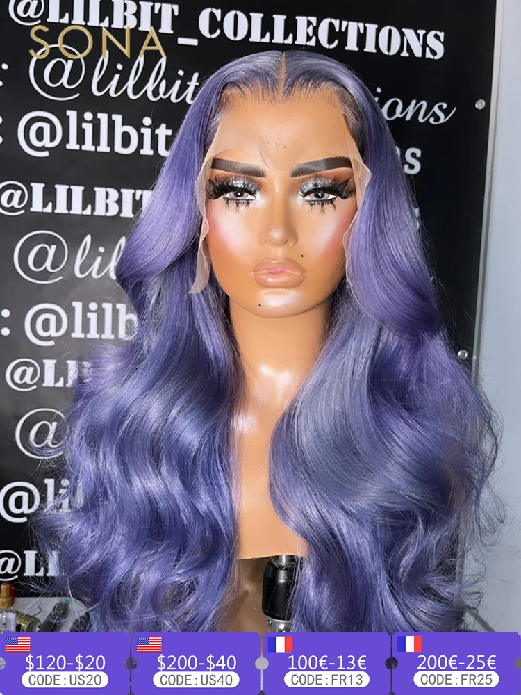 Ed Body Wave Lace Front Wig Pre Plucked 13x6 Hd Transparent Purple Lace Frontal Wigs For Women Human Hair