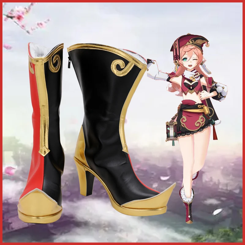 

Genshin Impact Yan Fei Cosplay PU Boots Shoes Halloween Cosplay Prop Custom Made
