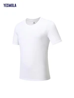 yesmola summer mens pure cotton t shirt with round neck and short sleeves leisure solid color cotton casual quality mens wear