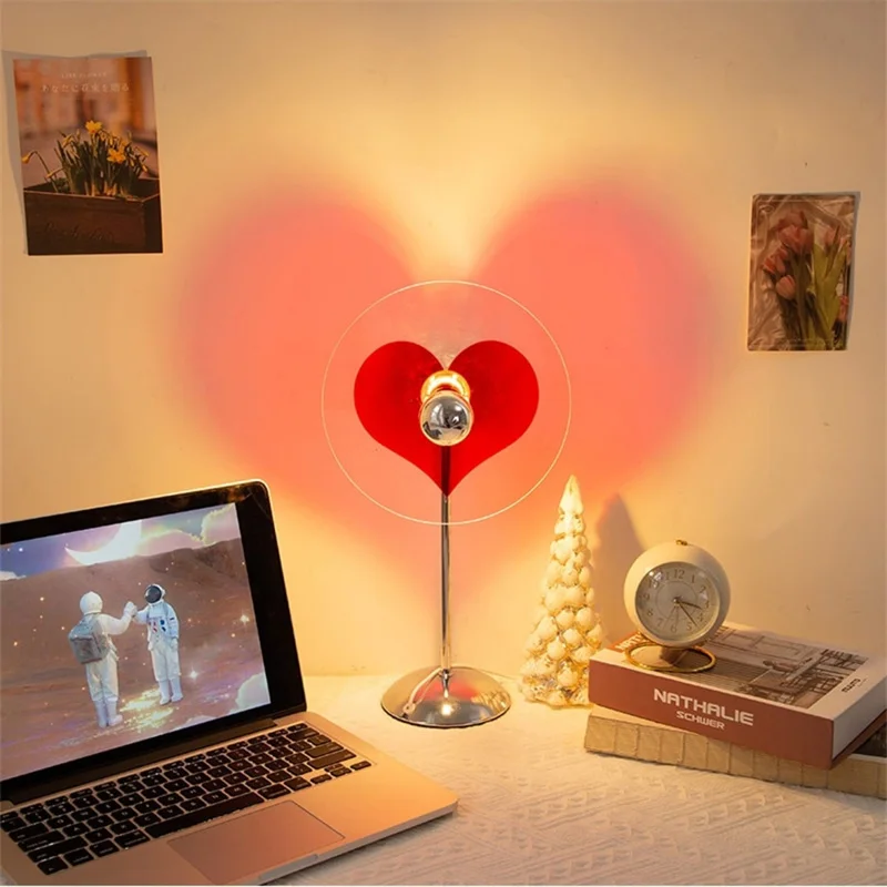 

Sunset Lamp Led Love Heart Shape Projector Night Light Living Room Bar Cafe Shop Romantic Background Wall Decoration