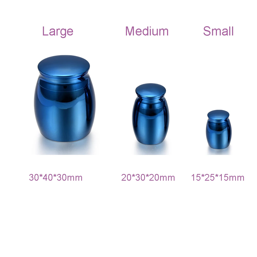 

Bone Ash Holder Ash Lockets Engravable High Polished Wholesale 316L Stainless Steel Funeral Casket Blue Cremation Urns