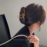 fashion rose flower hair claws korean geometric hair clamp grab hair styling hair clips for women girls hairpin hair accessories