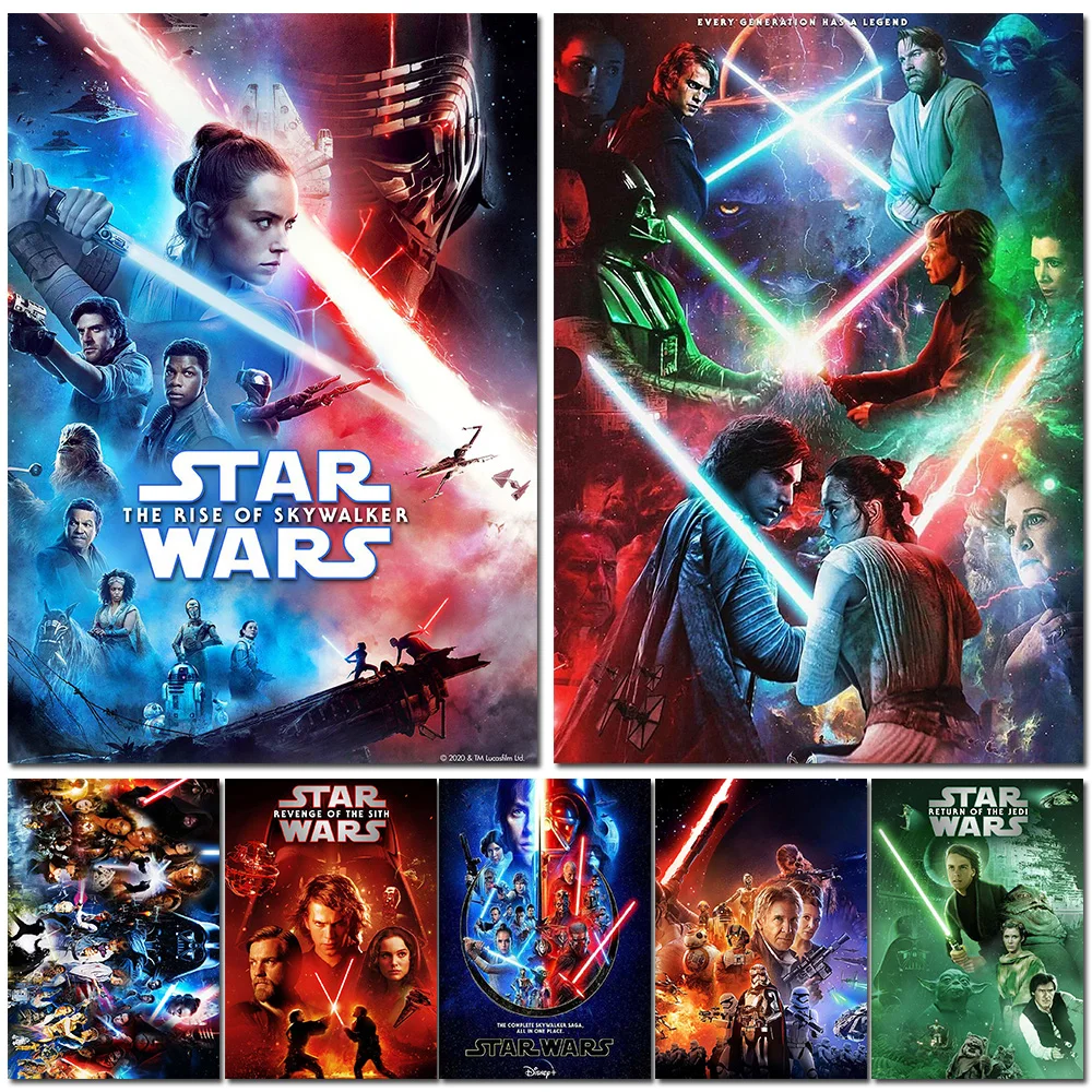 

Classic Disney Movie Star Wars Poster Darth Vader Mandalorian Yoda Art Painting Refrigerator Posters Mural Home Room Wall Decor