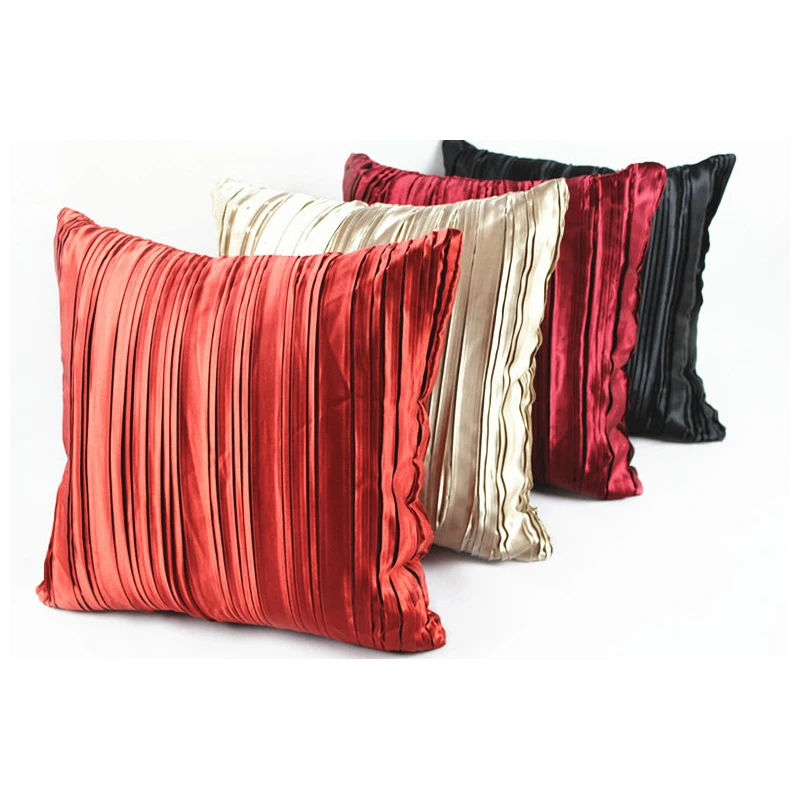 

Satin Wrinkled Sofa Cushion Cover 45X45CM Black Orange Wine Red Home Decor Shiny Throw Pillow Cover