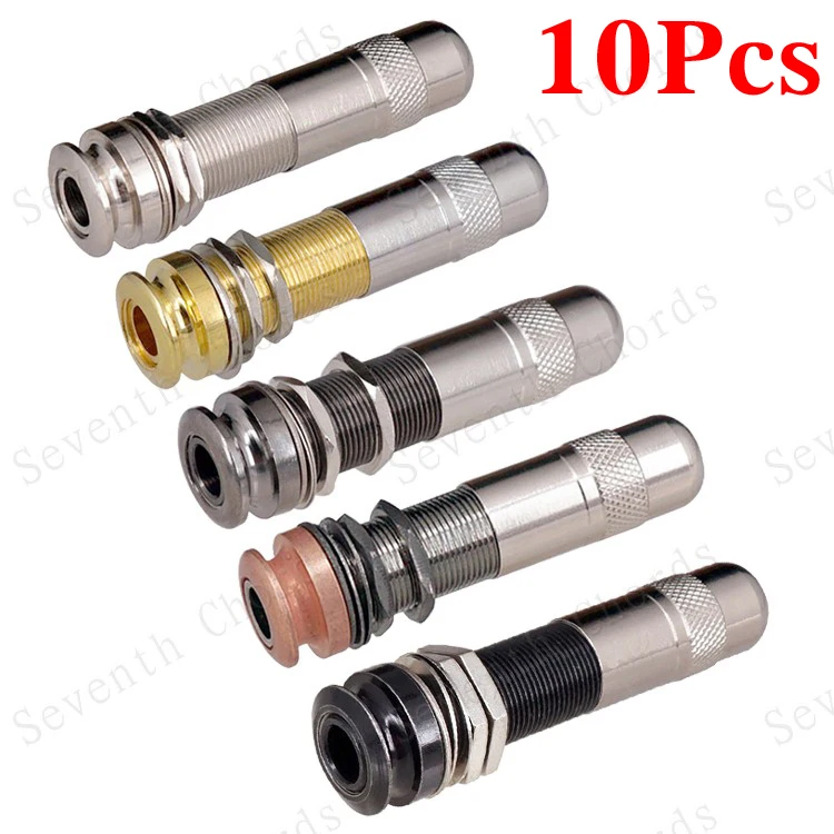 

10 шт., латунные резьбовые цилиндры 6,35 мм для гитары, концевые штифты для басов, концевые штифты для разъема пикапа и короткие резьбовые втулки