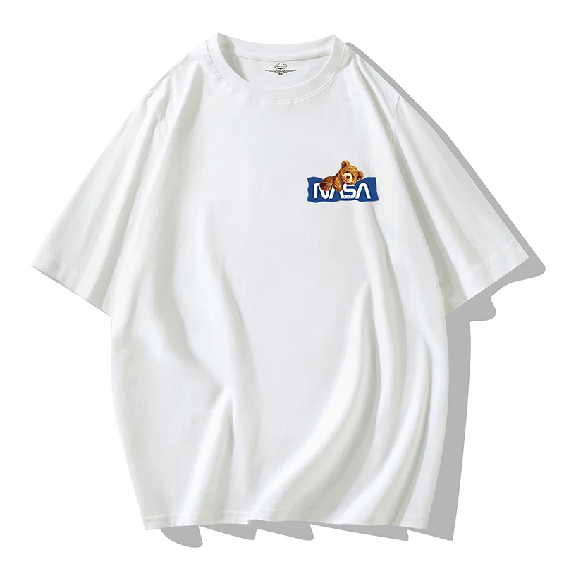 

100% Cotton Short Sleeved T-shirt Men's Summer Loose Fitting Trendy Top ins Style Versatile Clothing American Hip-Hop Trendy j24