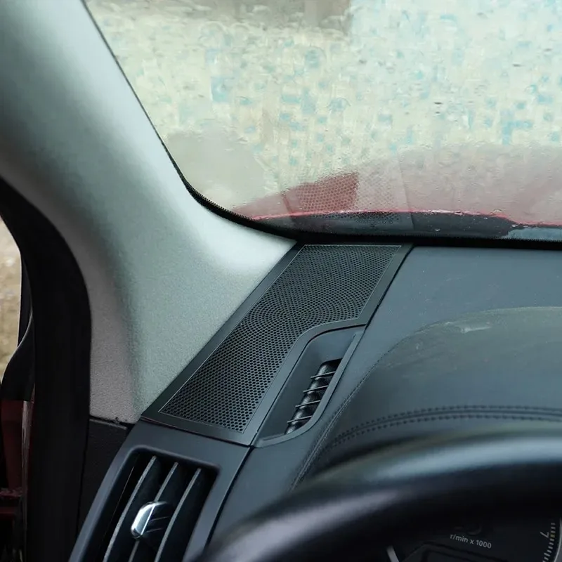 Фото Для Land Rover Freelander 2 2007-2015, черный алюминиевый сплав, приборная панель автомобиля, обе стороны, крышка динамика, отделка салона, автомобильные аксессуары №3