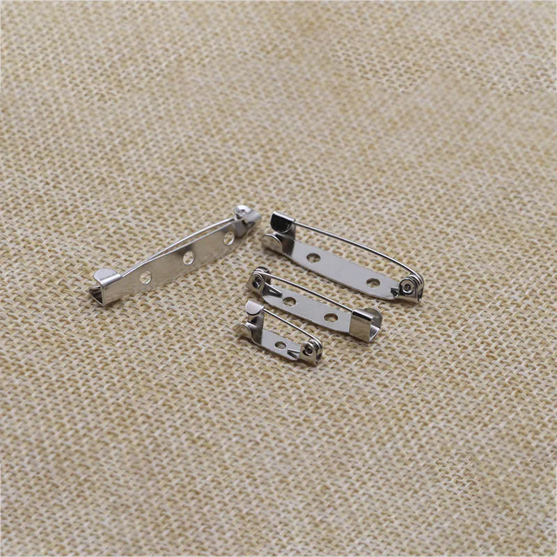 50pcs/Lot 15mm to 45mm Brooch Clip Base Rhodium Color Brooches Back Settings Accessories For DIY Jewelry Making Safety Pins Clip