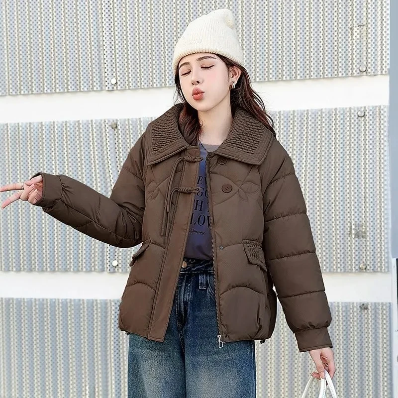 Двухслойная Женская куртка Xiaoxiangfeng с кукольным воротником подкладка из хлопка