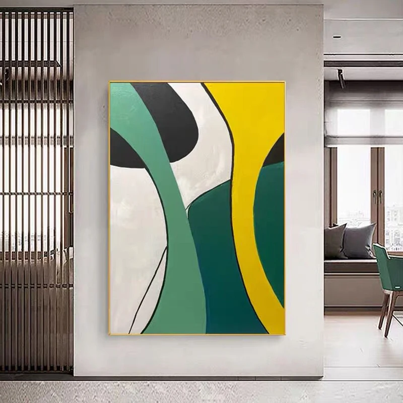 

100% Hand Painted Oil Paintings Canvas Unframed Modern Color Block Artwork Interior Decoration Wall Art Home Living Room Decor