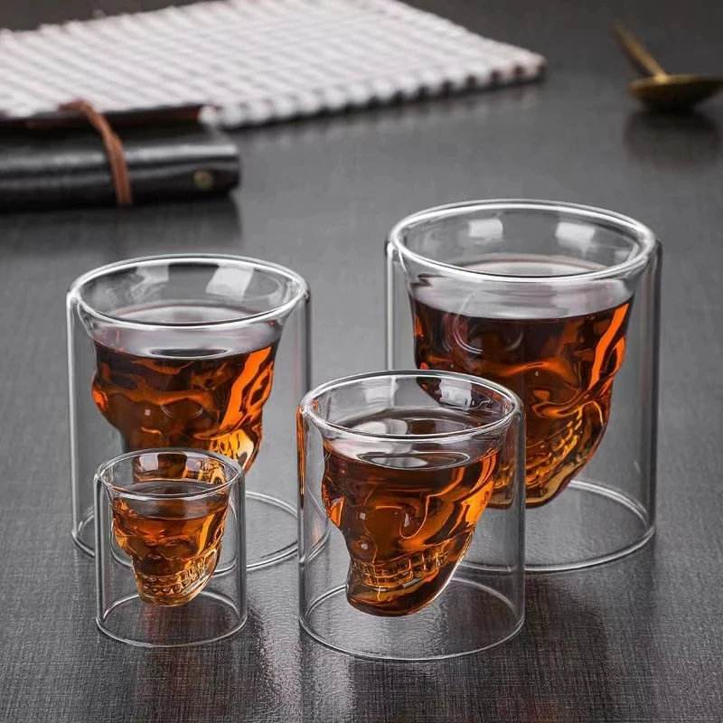 

Coffee Mug Double-Layered Transparent Crystal Skull Head Glass Cup For Household Whiskey Wine Vodka Bar Club Beer Wine Glass
