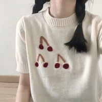 vintage kawaii women sweater female summer short sleeve knitted tops aestheti cute clothes spring 2022 korean fashion pullover