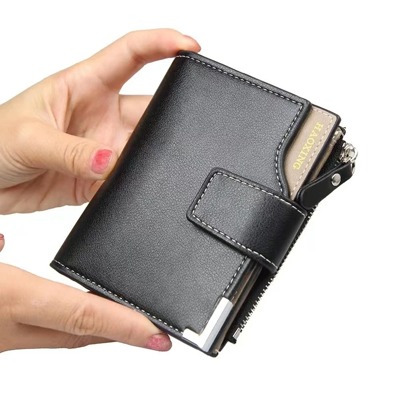 New Fashion High-Quality Leather Multi-Functional Large Capacity Short Men's Zipper Buckle Wallet For Business Trip