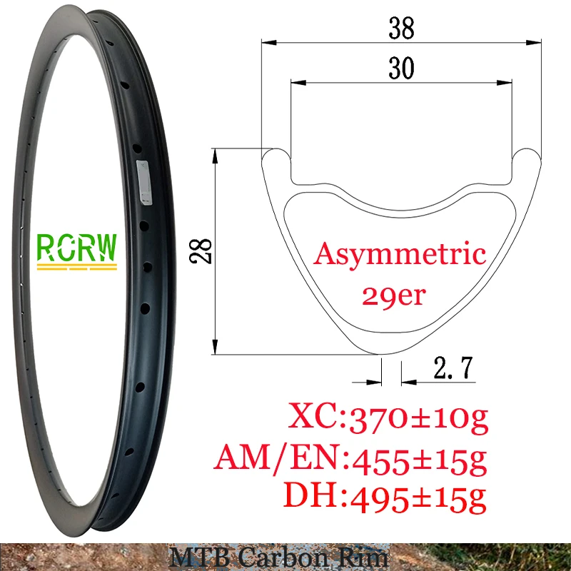 

УГЛЕРОДНЫЙ обод 29er MTB XC AM/EN DH, Ширина 38 мм, диаметр 28 мм, асимметричное колесо 24 28 32 36, для глубины по пересеченной местности, для горного велосипеда