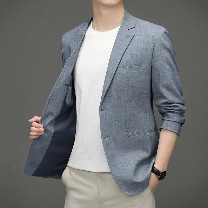 

Men for Plaid Blazers Formal Jacket Slim Business Casual Daily Suit Outwear Luxury Wedding Coats Spring Autumn Korean Outfits