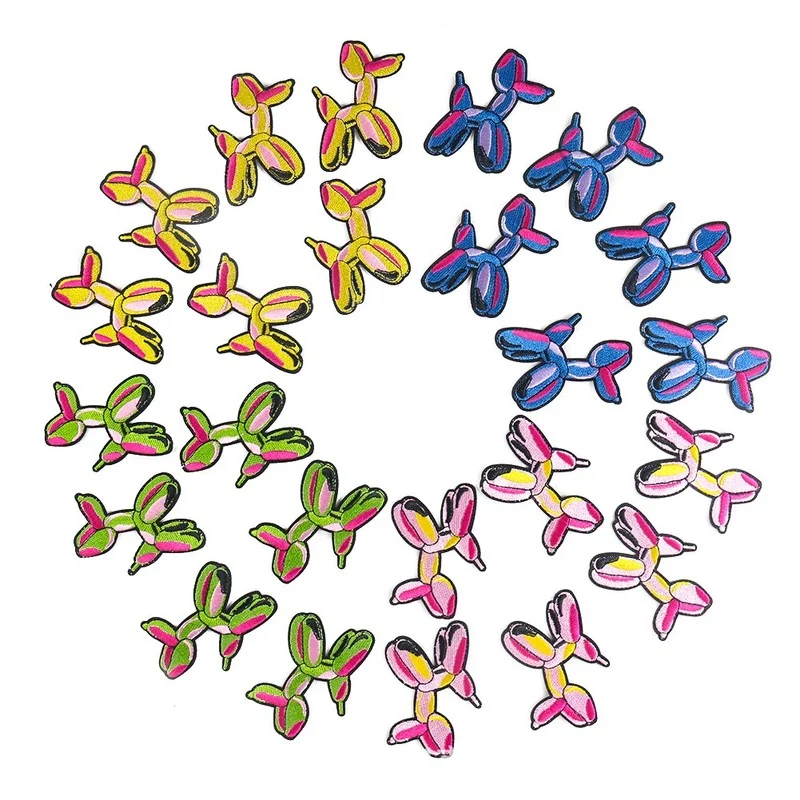 

100pcs/lot Anime Embroidery Patch Balloon Dog Puppy Puppet Cartoon Shirt Bag Clothing Decoration Carfts Diy Applique