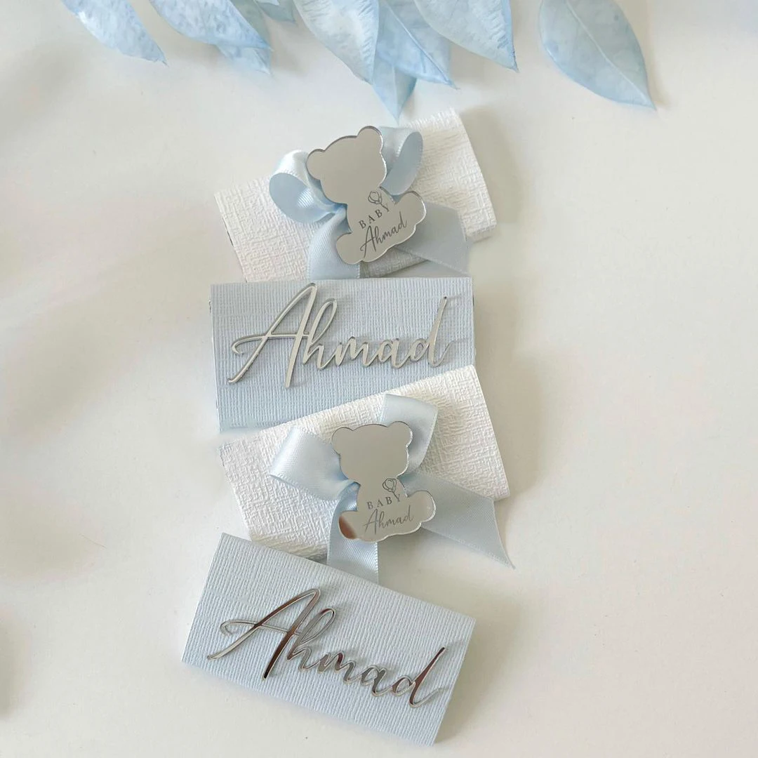 24 шт. деревянный медведь детский душ шоколадный баннер персонализированное имя