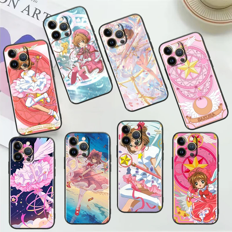 

Cardcaptor Sakura Magic Anime For Apple iPhone 14 13 12 11 Mini XS XR X Pro MAX 8 7 Plus SE 2020 Black Phone Case Cover