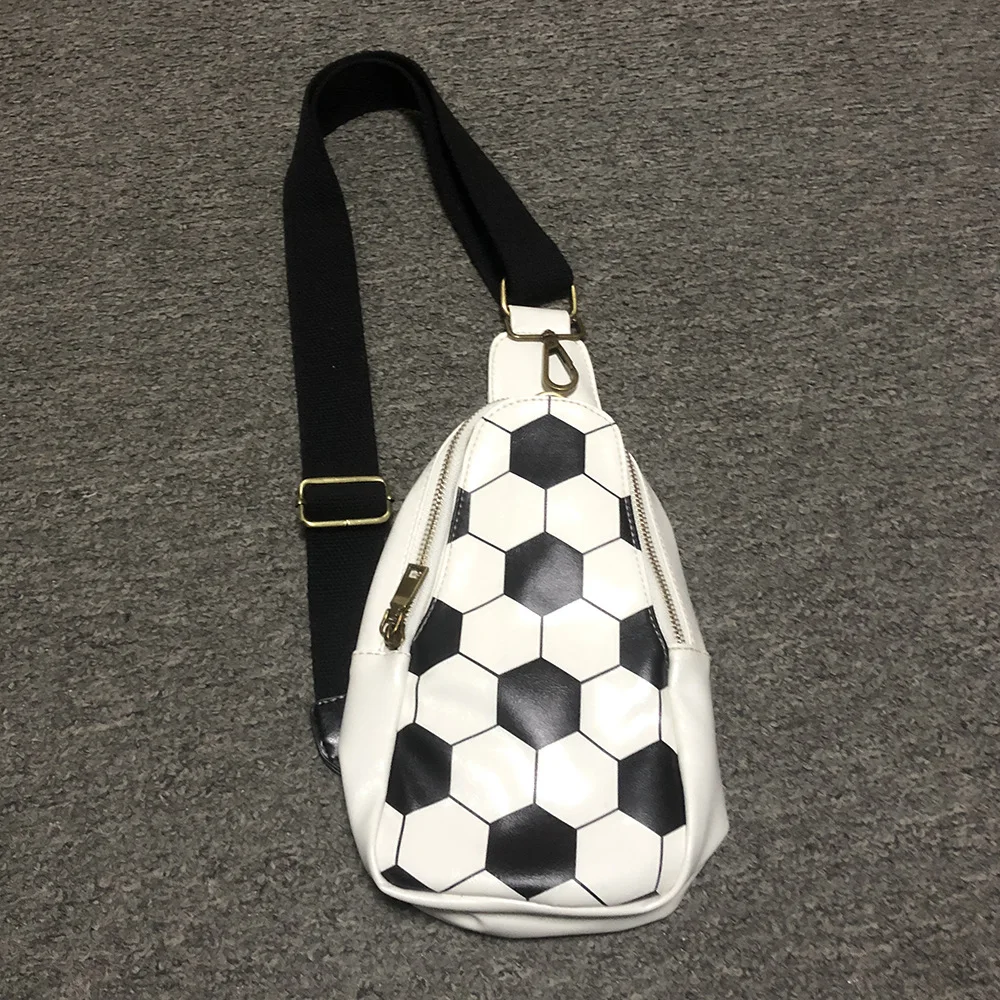 

Leather PU Softball Fanny Shoulder Slant Backpack Crossbody Versatile Bum Bag Chest Bag 12In Black/White Soccer Holder Bag D103