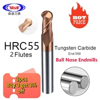 seno 1pcs hrc55 ball nose endmills milling cutter alloy coating tungsten steel tool cnc maching milling cutter machine endmill