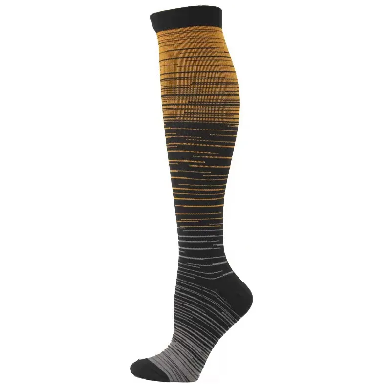 Gradient Mixed Color Four Seasons Pressure Even Size Men And women's Socks mid-calf Sports Nylon Socks Compresion
