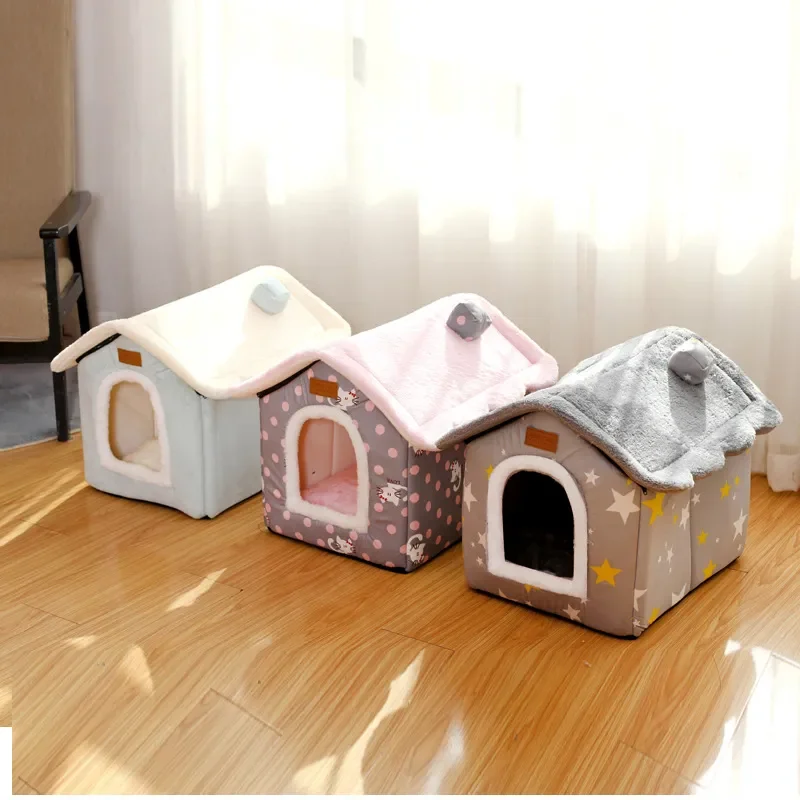 

NEW Foldable Deep Sleep Cat House Indoor Winter Warm Cozy Cat Bed for Puppy Dog Beds Kitten Teddy Kennel Pet Supplies