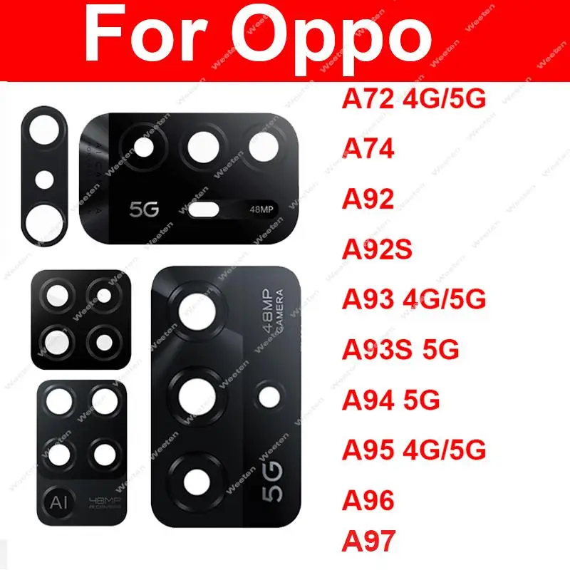 Фото Стеклянный объектив задней камеры для OPPO A72, A74, A92, A93, A94, A95, A96, 4G, зеркальный объектив задней камеры, запасные части для ремонта стекла №1