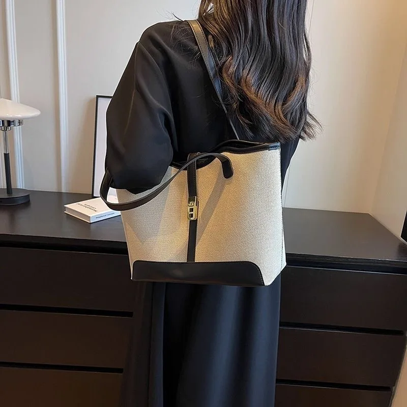 Русская мода Сумка-тоут женская холщовая повседневная Сумочка на плечо большой