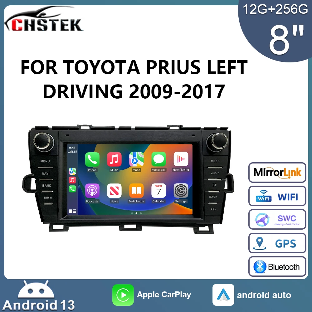 Автомобильный радиоплеер CHSTEK Android 13 Qualcomm для Toyota Prius XW30 LHD 2009-2017 мультимедийный