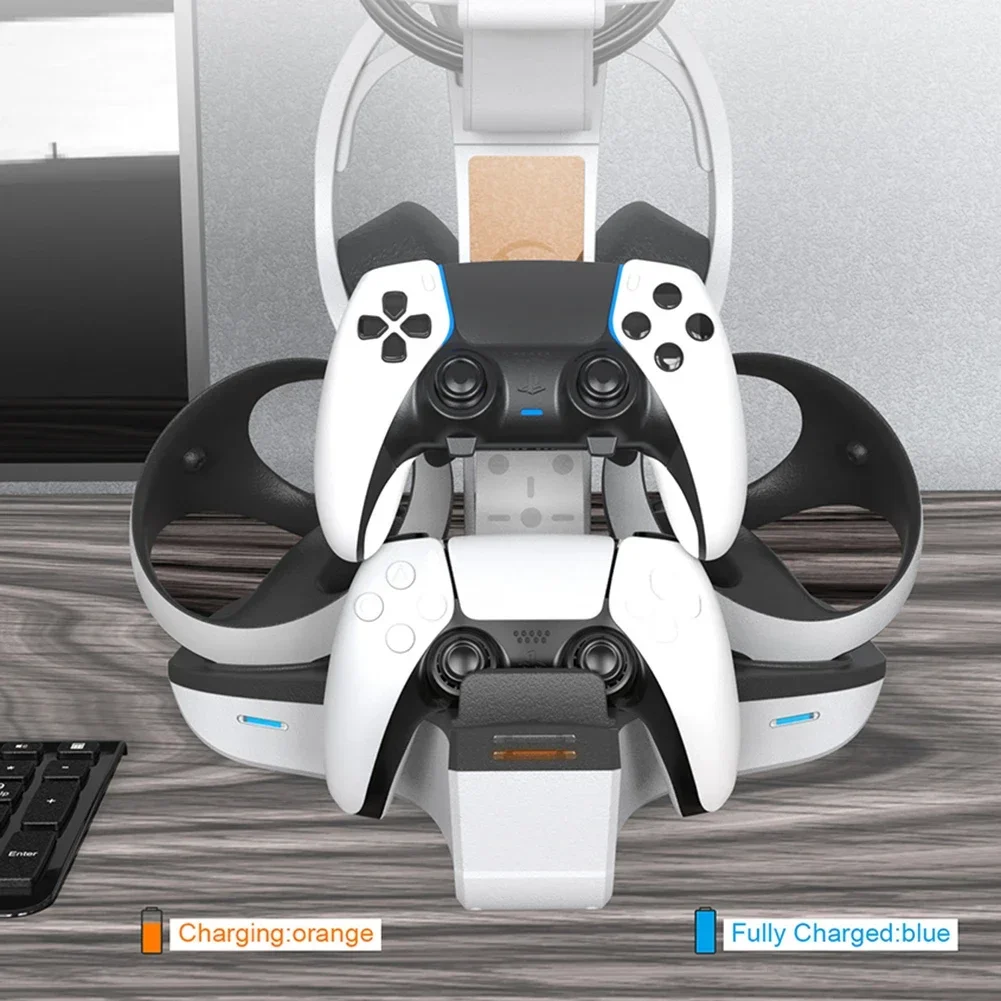 Фото Док-станция для PS5 и PS VR2: подставка для контроллеров, зарядная станция, светодиодный индикатор, место для хранения, кронштейн для шлема и наушников №5