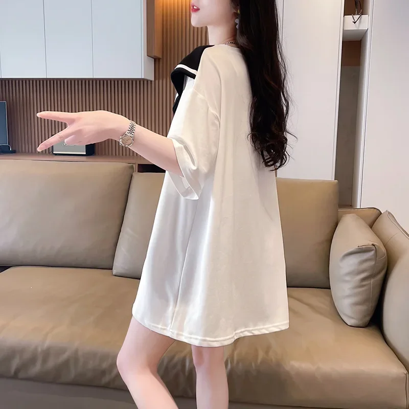 Новинка 2024 летняя футболка с короткими рукавами из чистого хлопка женская