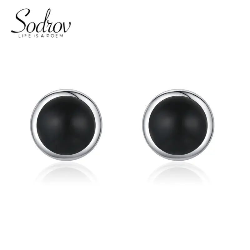 

SODROV Black Zircon Stud Earring Jewelry Classic Gothic Wholesale Women's Black Accessories Earrings for Women