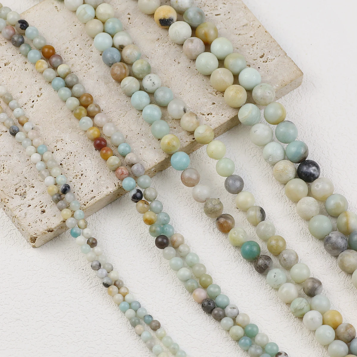 Круглые Бусины Из Натурального Амазонита Свободные 4-12 Мм Для Изготовления