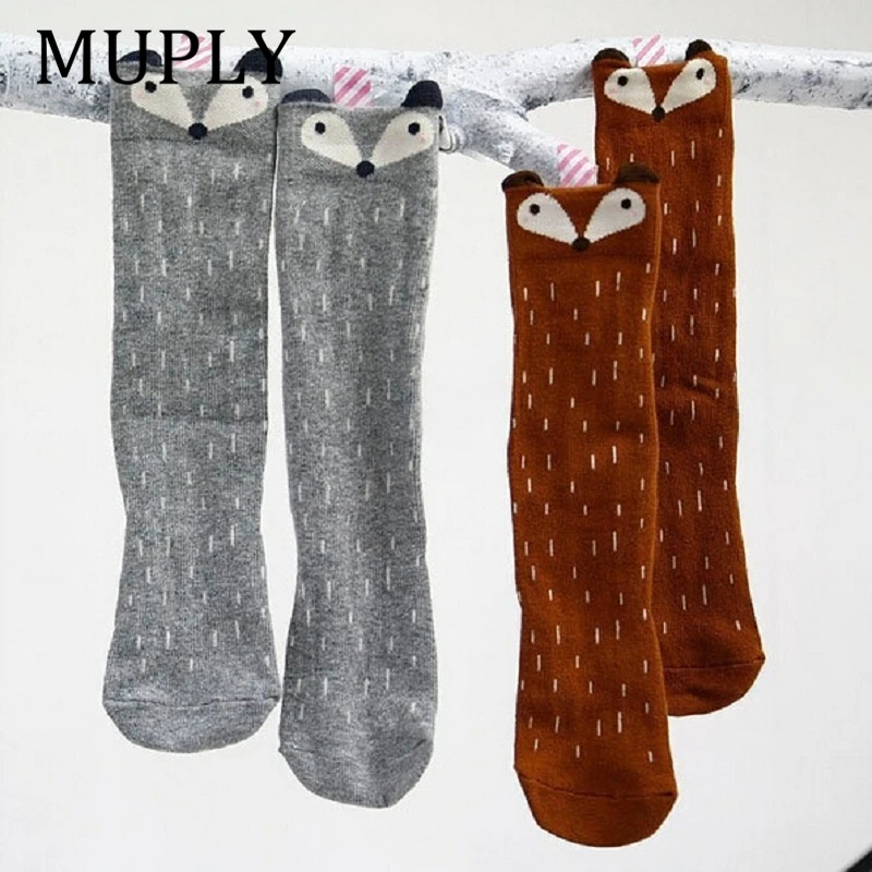 1 Pair Unisex Lovely Cute Cartoon Fox Kids baby Socks Knee Girl Boy Baby Toddler Socks animal infant Soft Cotton Socks Leg Warm