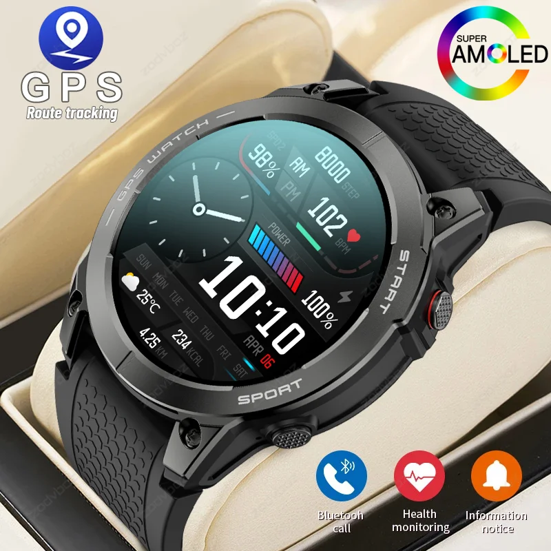 

2023 GPS Smart Watch Men 1.43" AMOLED Screen Health Monitor Voice Calling Sport Watches IP68 Waterproof Smartwatch For Swimming