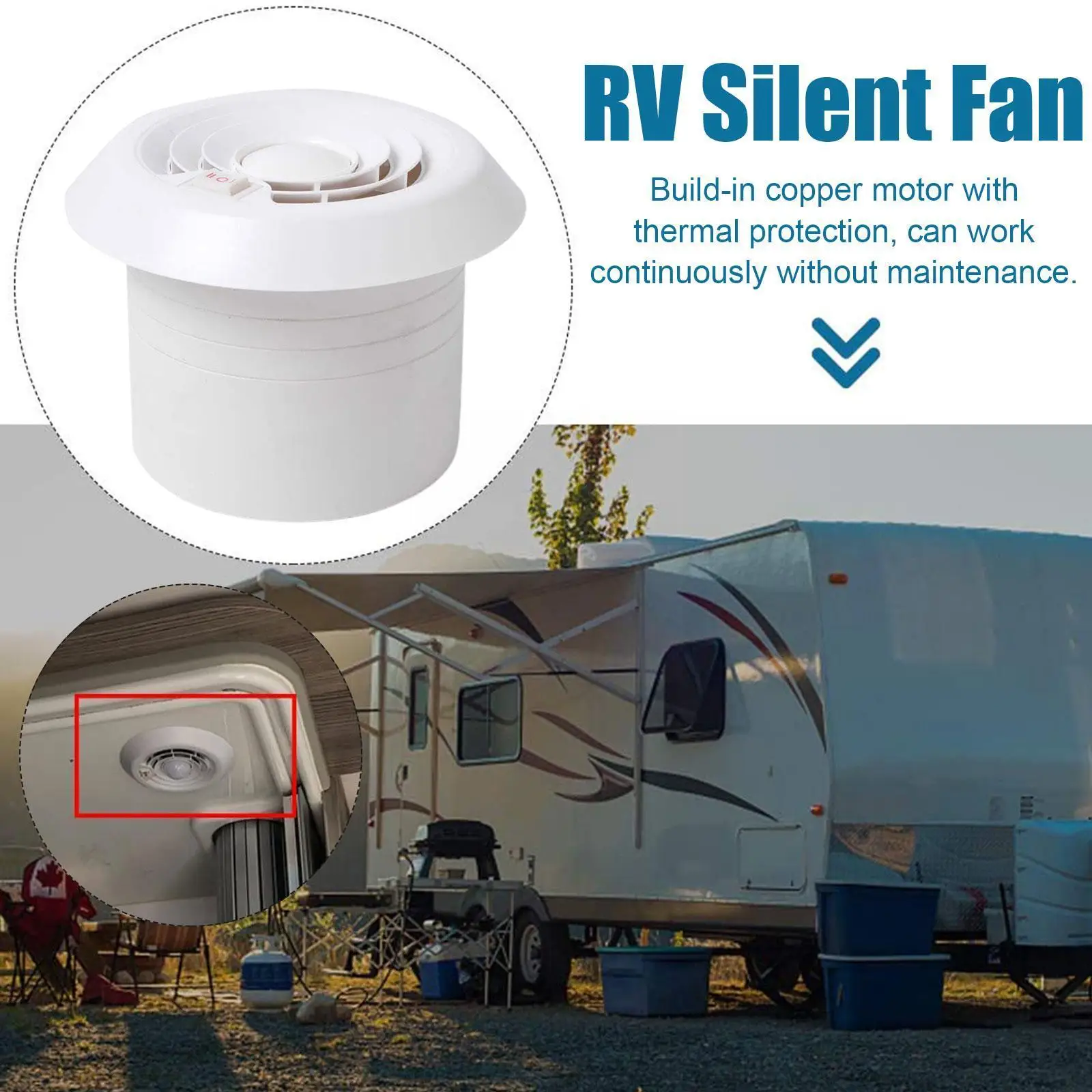 

12v Round Air Vent Van Accessories Rv Silent Travel Cooling Fan Van Grille Air Motor Trailer Home Vent Exhaus V2e7