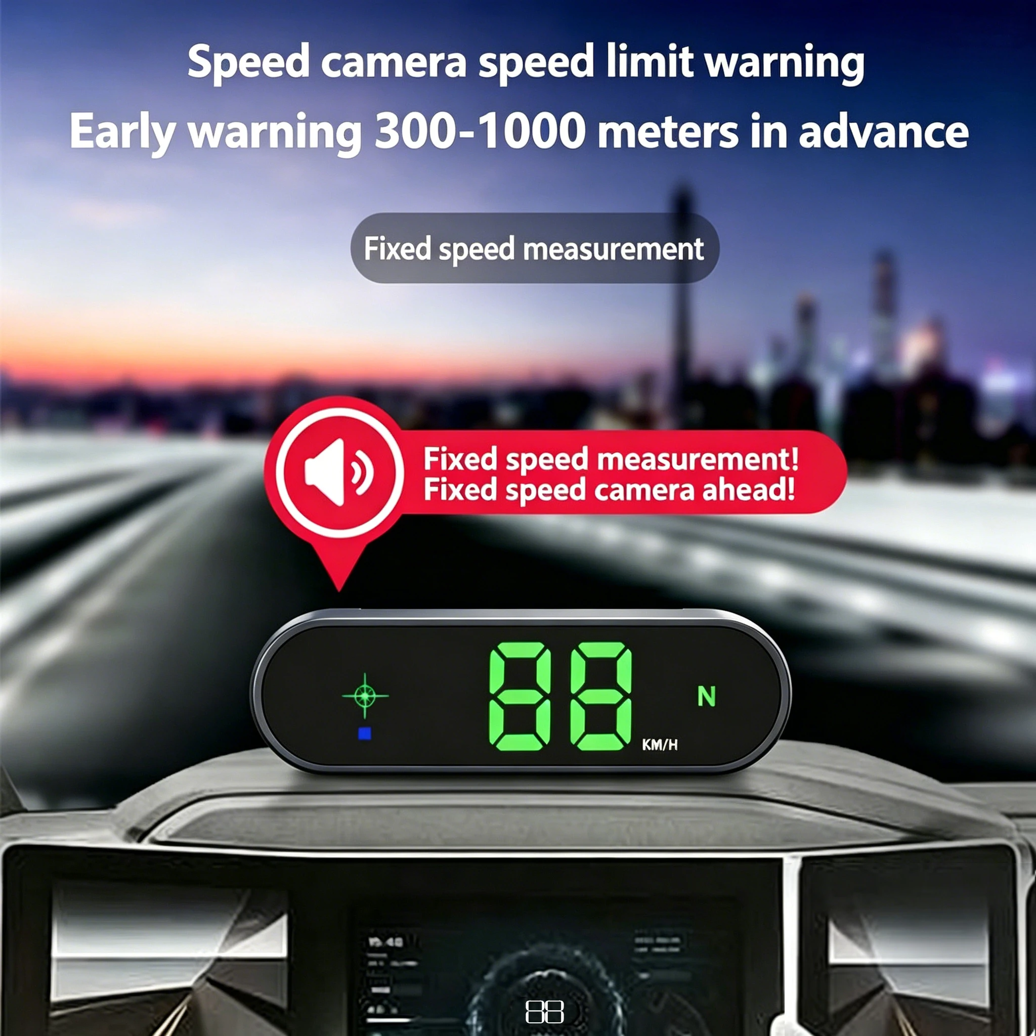 Фото Проекционный дисплей GPS HUD, универсальный автомобильный спидометр (KMH/MP/H), USB-кабель, Plug & Play, GPS и Beidou, система двойной спутниковой навигации №1