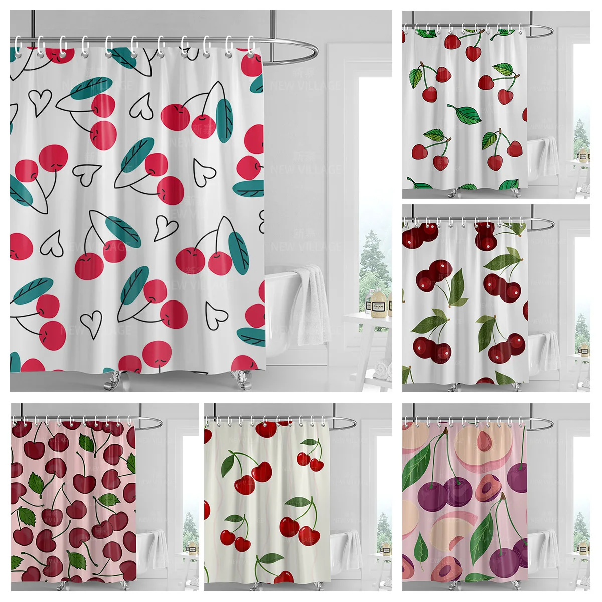 Шторы для домашнего душа декоративные водонепроницаемые тканевые Нескользящие