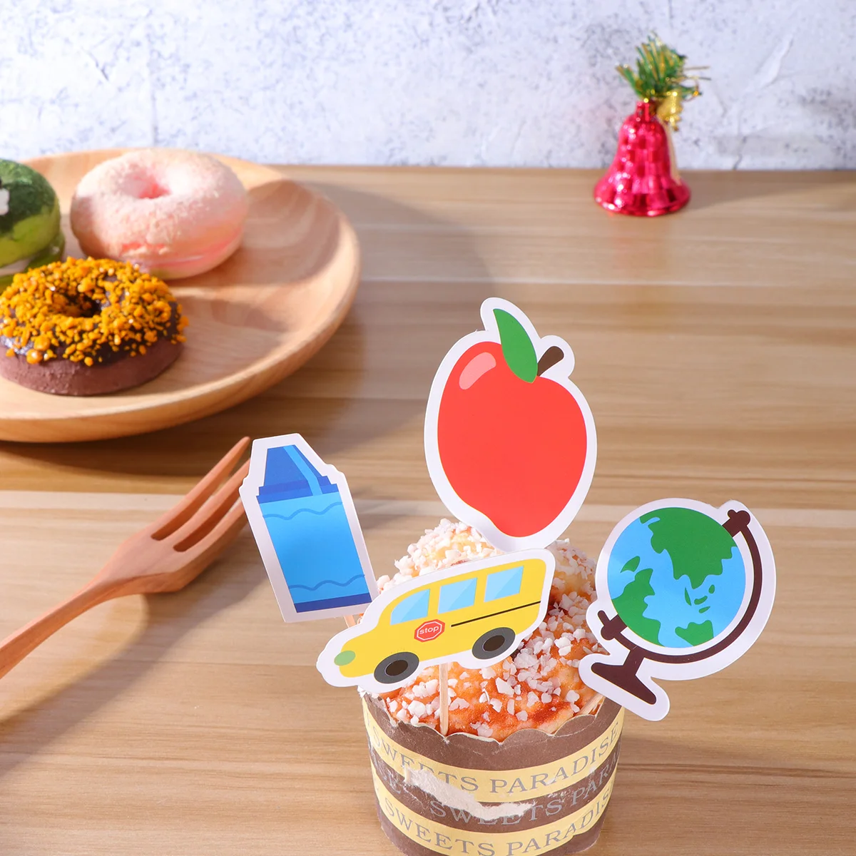 

School Topper Cupcake Cake Decorations Party Toppers Day Insert Welcome Decoration First Decor Dessert Supplies Teacher Sign
