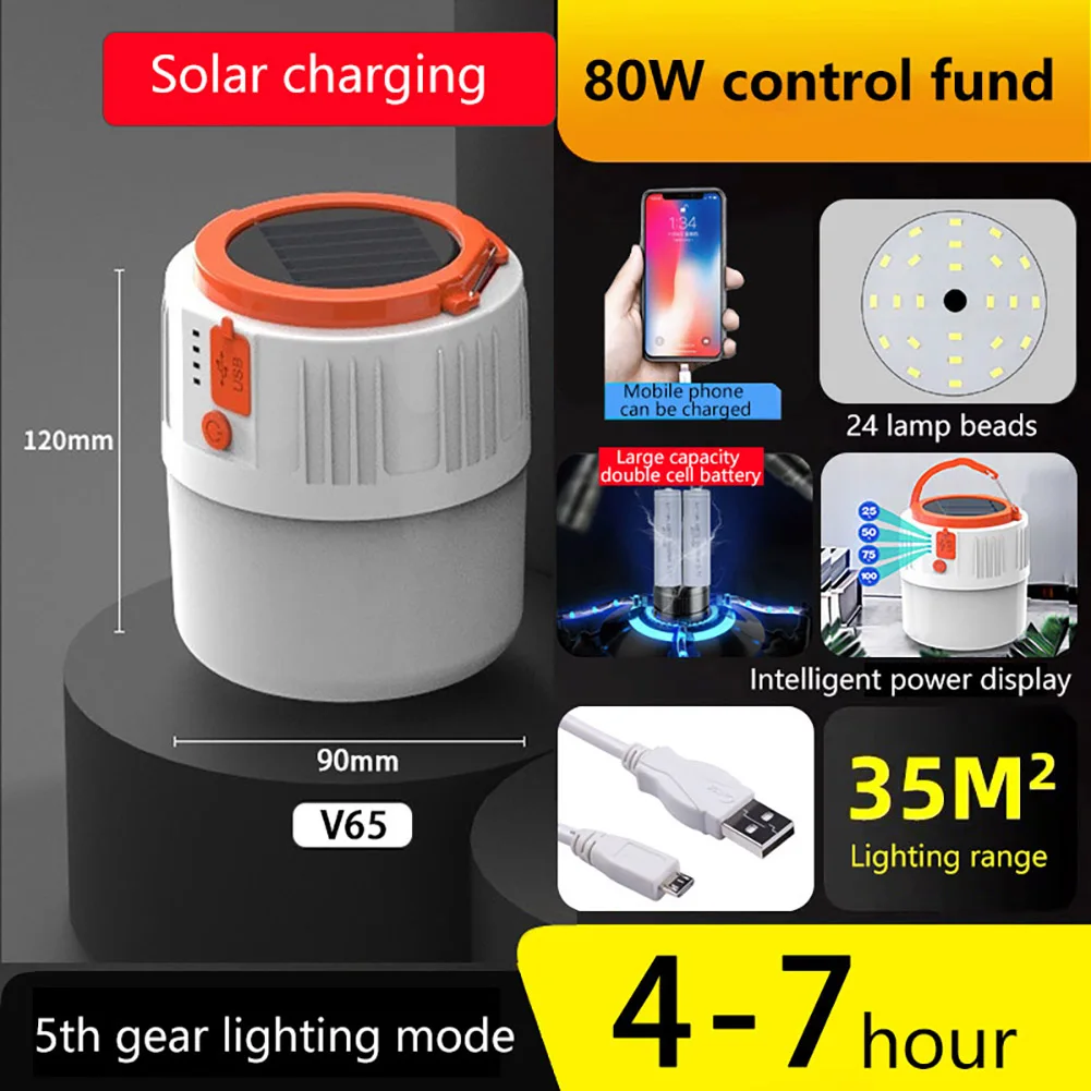 

Фонарь походный Аккумуляторный на солнечной батарее, 24/42 светодиода