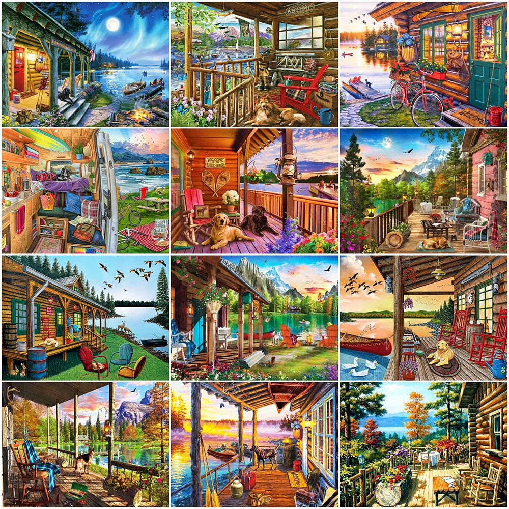 

EverShine DIY алмазная мозаика дом вышивка крестиком Приморский алмазная вышивка пейзаж горы алмазная живопись озеро Новое поступление декор для дома