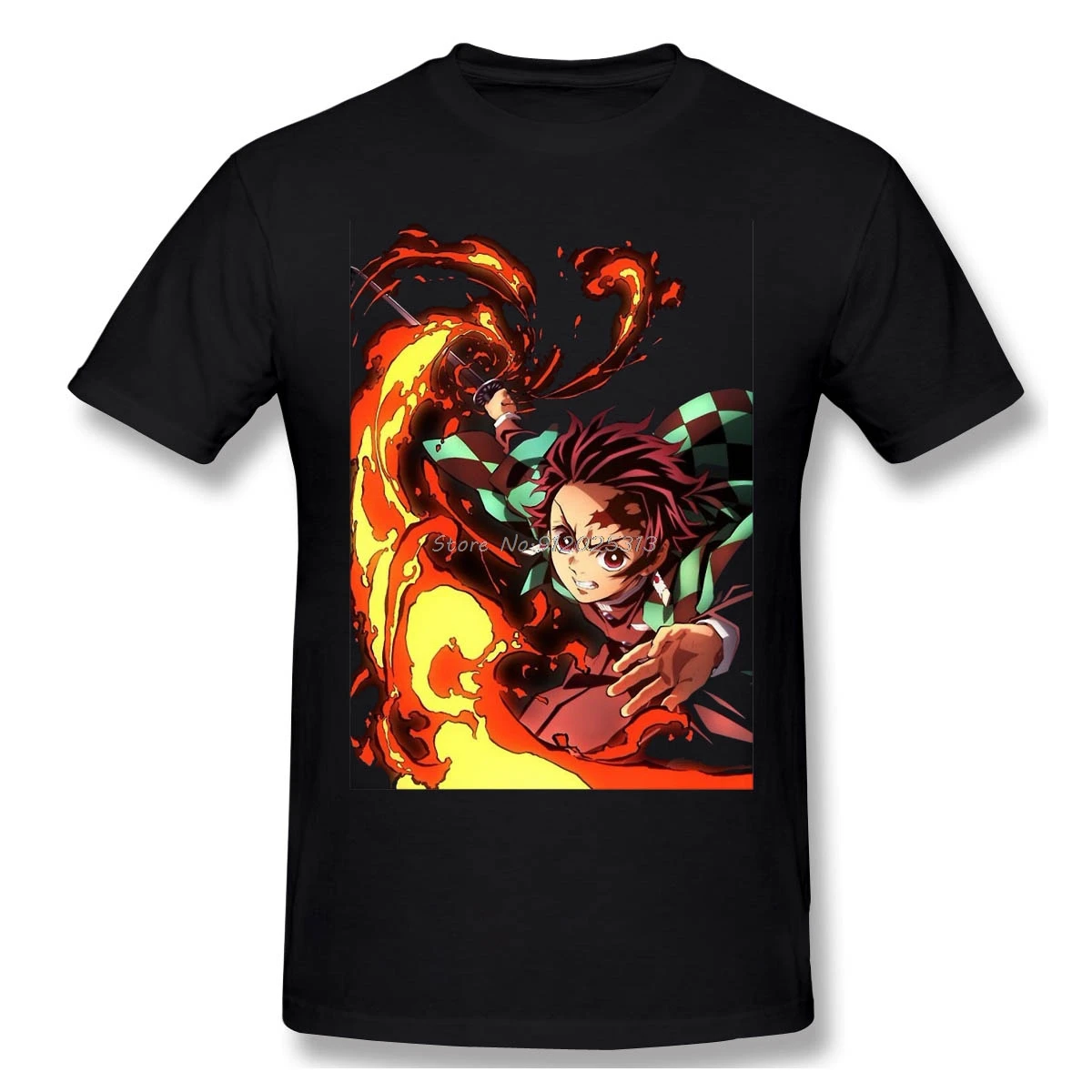 Tanjirou Kimetsu No Yaiba Print Cotton T-Shirt Camiseta Hombre Anime Demon Slayer Janpanse Manga Men  Streetwear Shirt Gift