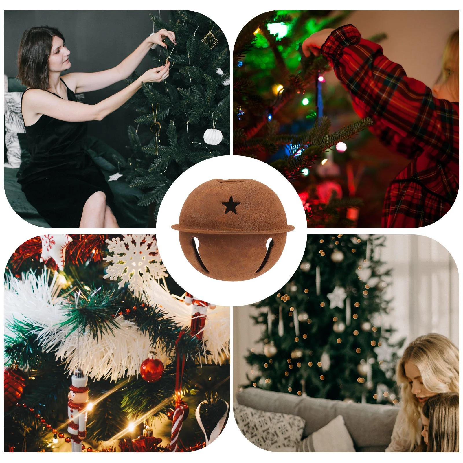 12 шт. ржавый металлический колокольчик со звездой и вырезом Jingle Bells ржавые DIY