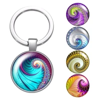 le fashion rotating patterns colorful glass cabochon keychain bag car key chain ring holder silver color keychains for womens