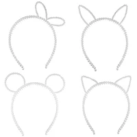 cute pearl plastic cat ears cartoon headband fashion rabbit ear comb hairbands sweet girls head band hair accessories