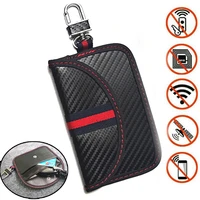 1 pcs car key signal blocker case anti theft key case carbon fiber high quality pu leather keyless rfid blocking bag