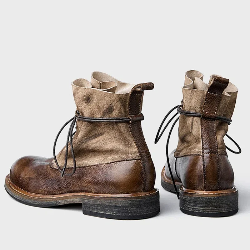 Ботинки из воловьей кожи на флисовой подкладке мужские короткие ботинки